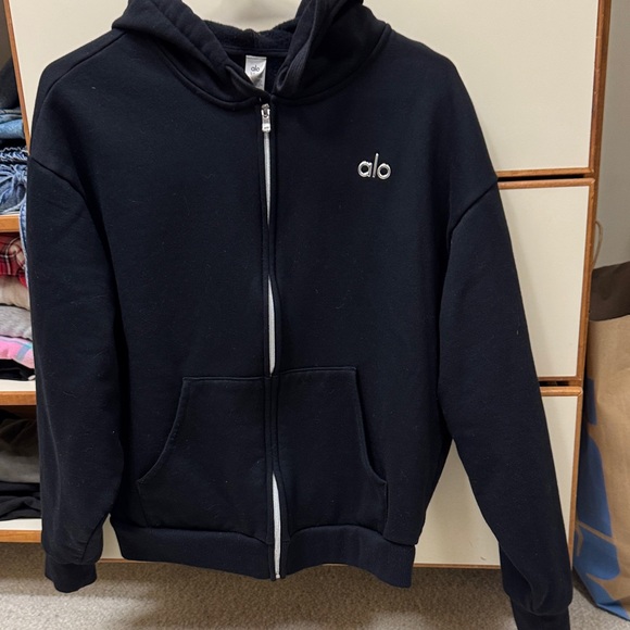 ALO Yoga | Tops | Alo Yoga Black Zipup Hoodie | Poshmark
